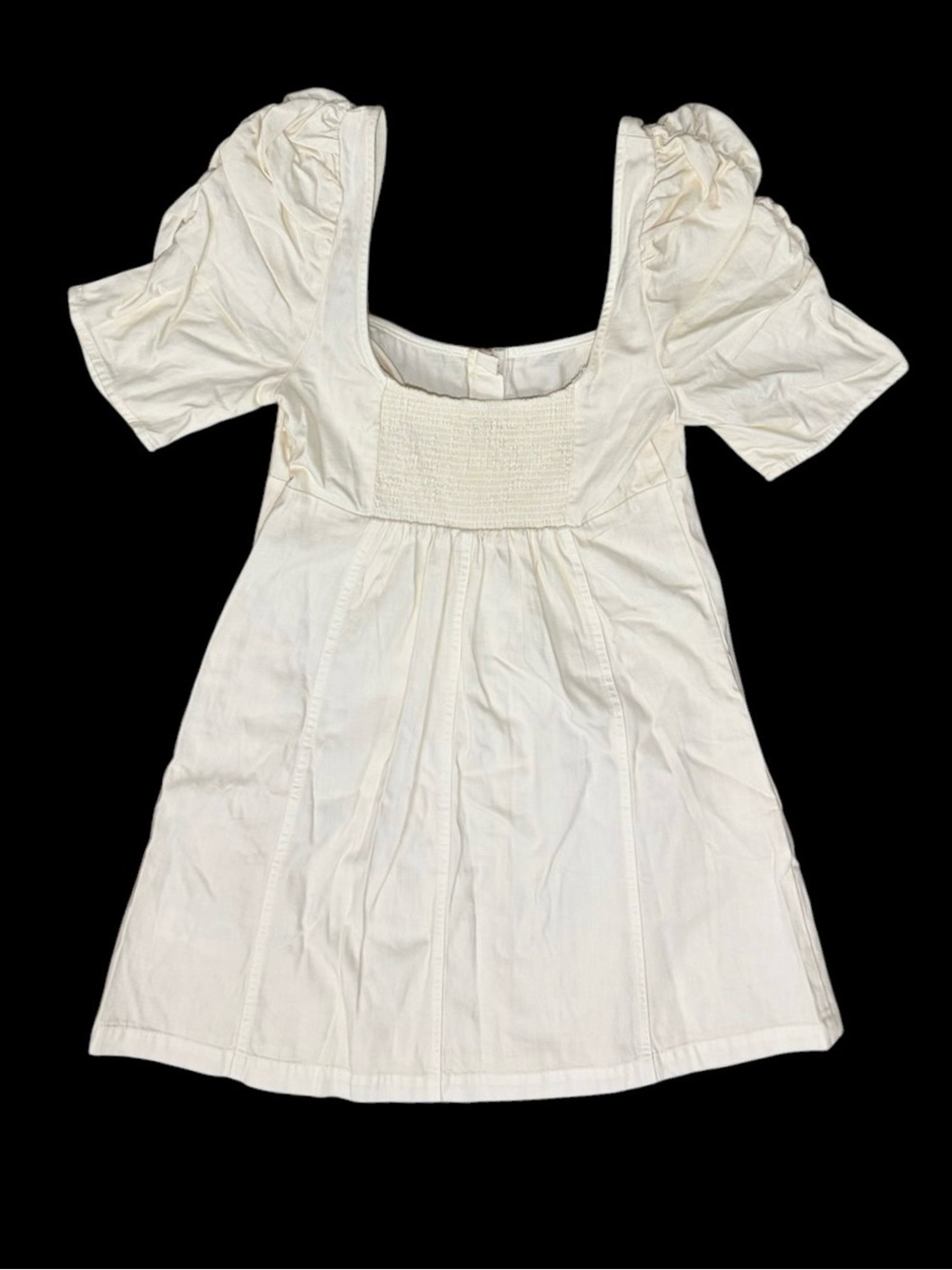 Free People S Cheyenne Dress Denim Mini Ivory Cream Babydoll Boho Western Fall - Picture 5 of 8